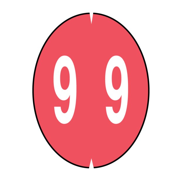 Filing Labels - Large - Number 9 1-1/4" x 1-1/8" Red
